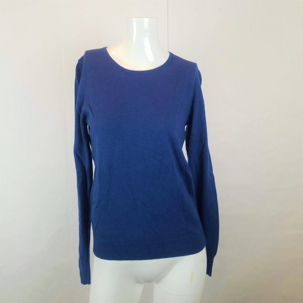 Ann Taylor Womens Sweater Top XS Blue Long Sleeve Wool Blend